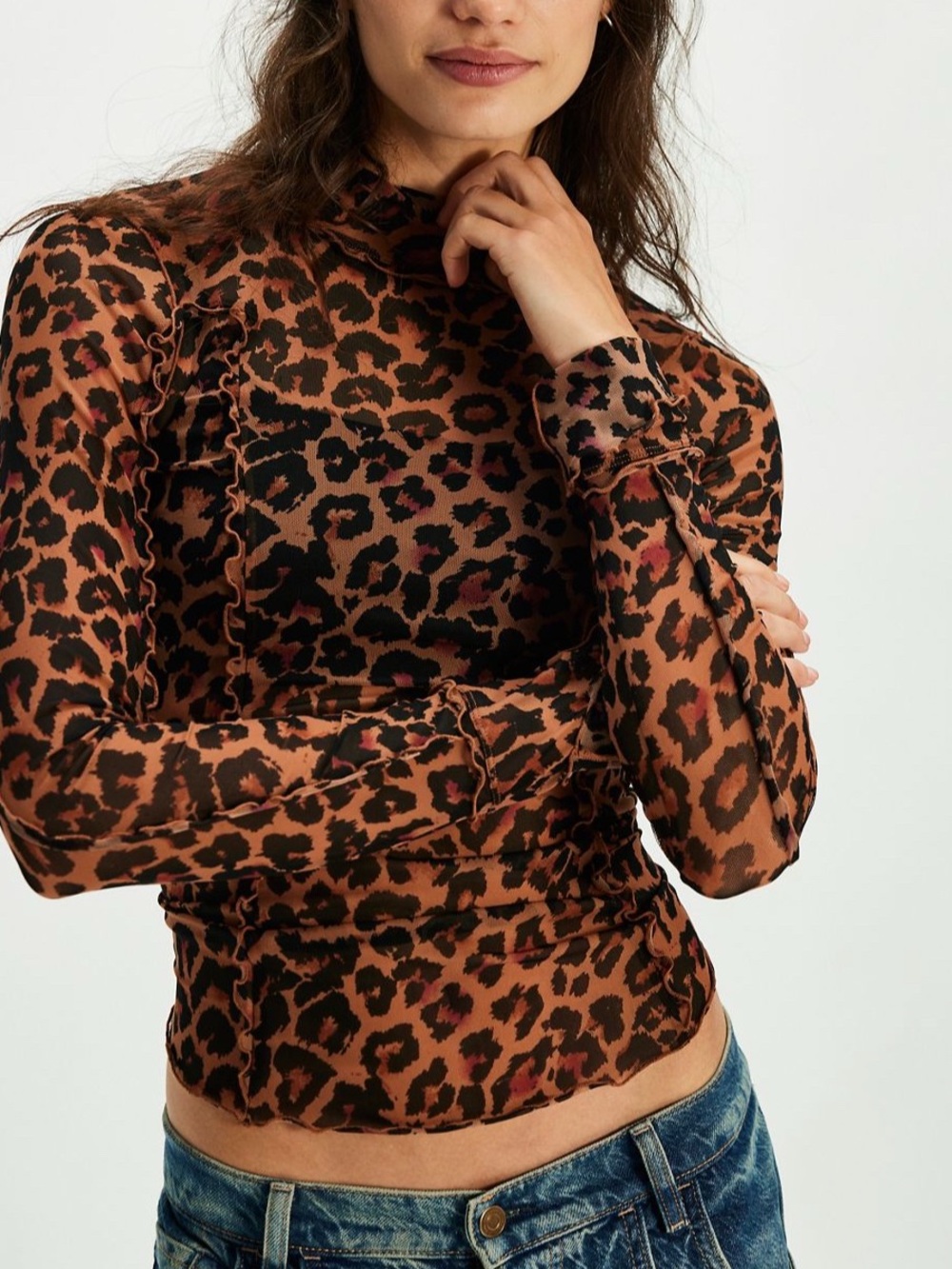 NWT Free People Charlie Printed Mesh Top